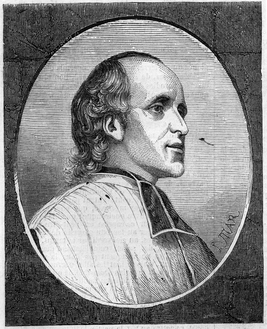 Retrato do Padre Delacroix de Ravignan (1795-1858), jesuíta francês. Gravura em "Le Monde Illustré" n°47 de 6 de Março de 1858. de French School