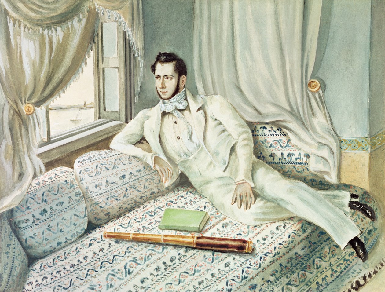 Retrato de Ferdinand de Lesseps na época de seu vice-consulado em Alexandria, c.1832 (wc no papel) de French School