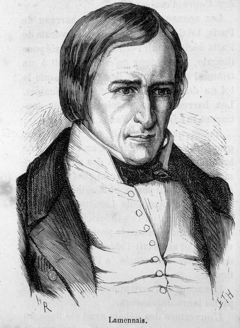 Retrato de Félicité Robert de La Mennais ou Lamennais. Sacerdote e escritor francês (em Saint-Malo de French School
