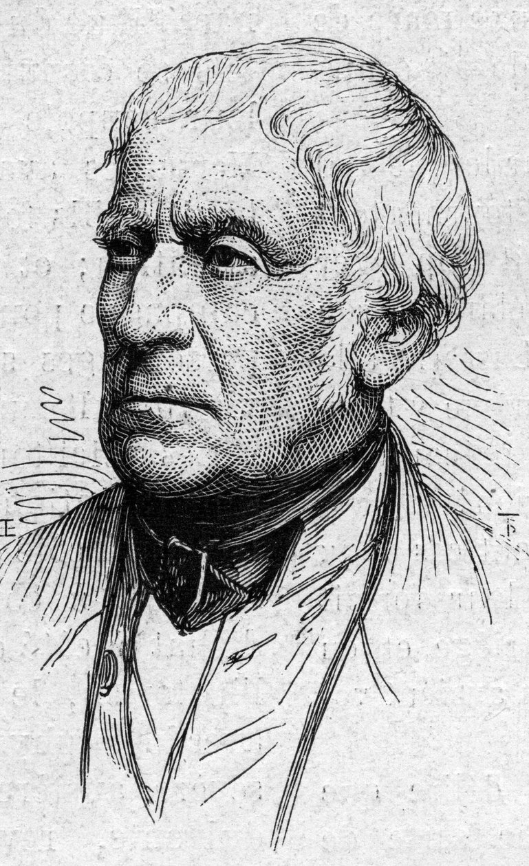 Retrato de François Guizot (1787-1874), político, historiador e acadêmico francês. Gravura em "Le Monde Illustré" n°883 de 14 de Março de 1874. de French School