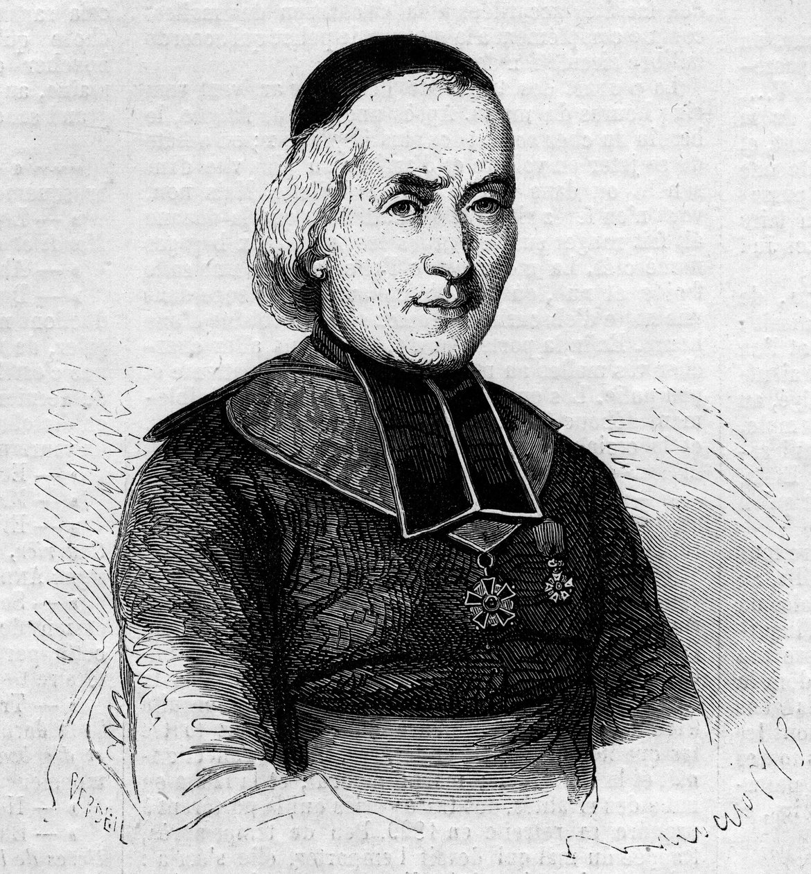 Retrato de François Joseph Le Brotier (1799-1885), eveque de Montpellier. Gravura em "Le Monde Illustré" n°237 de 26 de outubro de French School