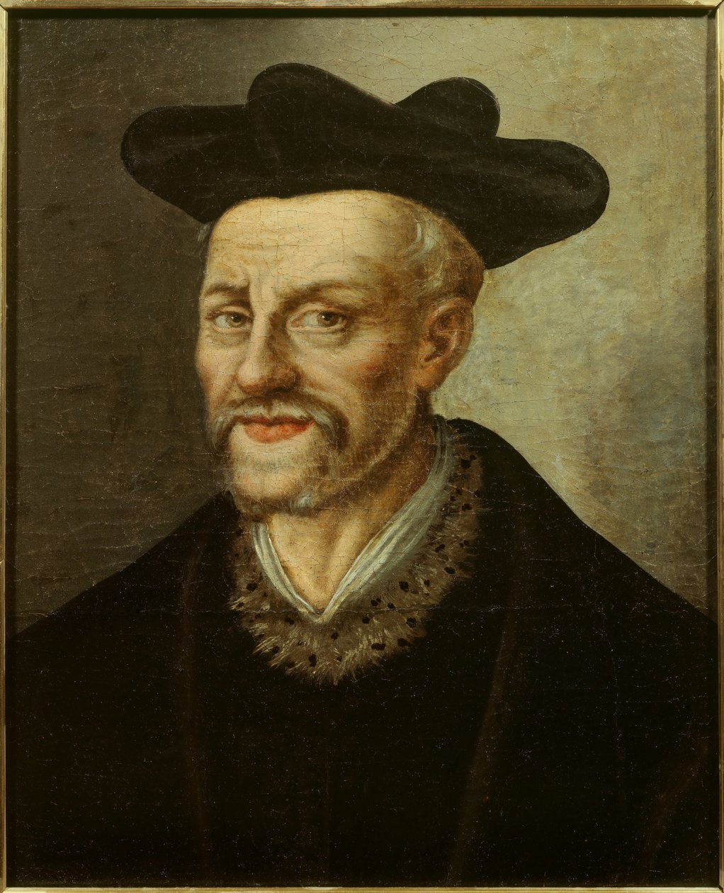 Retrato de François Rabelais (1494-1553), escritor e médico francês. Pintura da Escola Francesa. Século XVI. Sol 0,49x0,40 m Musee du chateau de Versailles. de French School