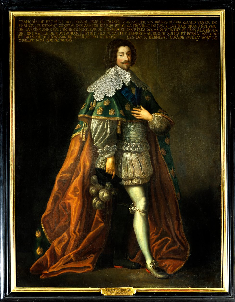 Retrato de François de Bethune, Duque de Orval (1598-1678) até da França, filho de Maximiliano de Bethune, Duque de Sully (1559-1641). Pintura anónima do século XVII. Óleo sobre tela. Menção obrigatória: Sully sur Loire, Chateau de Sully - Retrato do Padre de French School