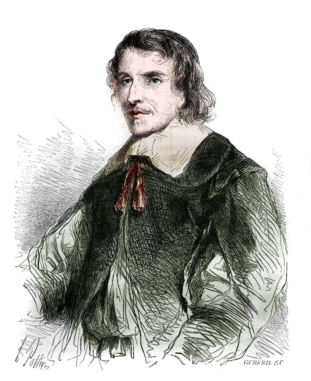 Retrato de François de La Mothe Le Vayer (La-Mothe-Le-Vayer) (1585-1672), filósofo francês. Gravura de 1858. de French School