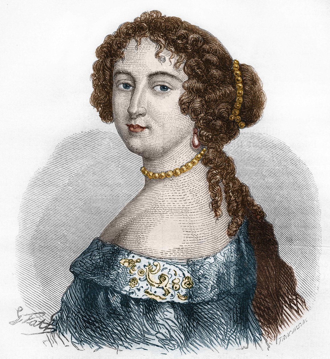Retrato de Françoise Athenais (Françoise-Athenais) de Rochechouart Mortemart, Marquise de Montespan (ou Madame de Montespan) (1640-1707). Gravura de 1879. de French School