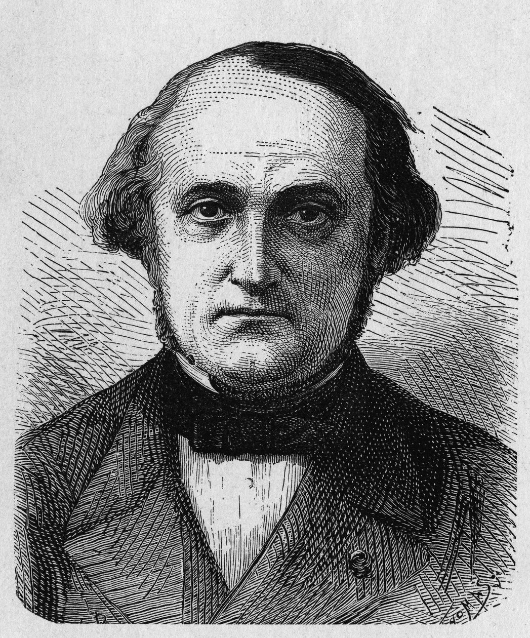 Retrato de François-Clément Sauvage (1812 - 1872), engenheiro e administrador francês - no "Album de la Science; cientistas ilustres; Grandes descobertas" 1896. de French School
