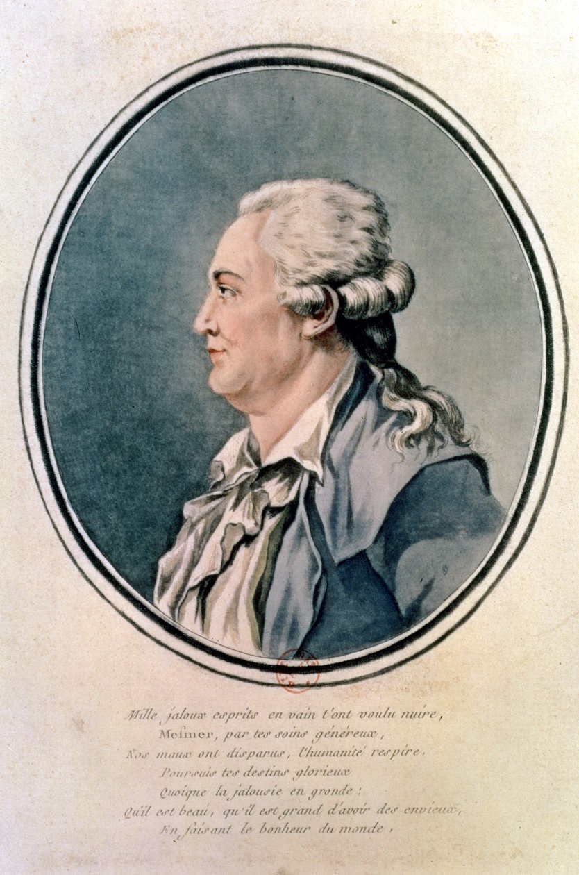 Retrato de Franz Anton Mesmer (1734-1815), médico austríaco e fundador do Mesmerismo (wc) de French School