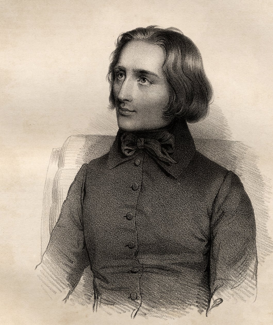 Retrato de Franz Liszt (1811-1886) virtuoso de piano húngaro e compositor de French School