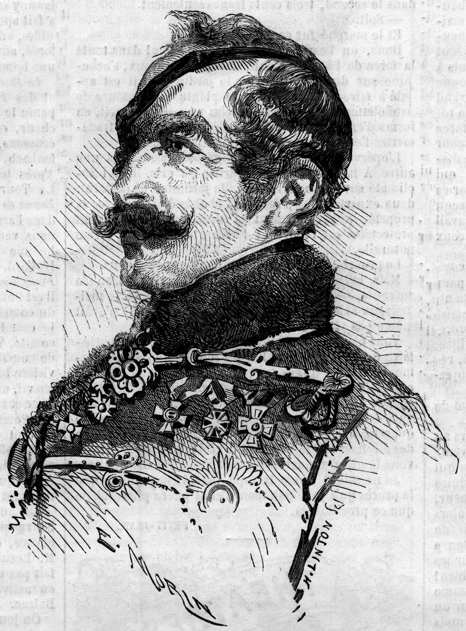 Retrato de Franz von Schlick (1789-1862), marechal de campo, comandante geral do exército austríaco na Itália durante o Risorgimento, em 1859. Gravura no "Le Monde Illustré" n°115 de 25 de junho de 1859 de French School