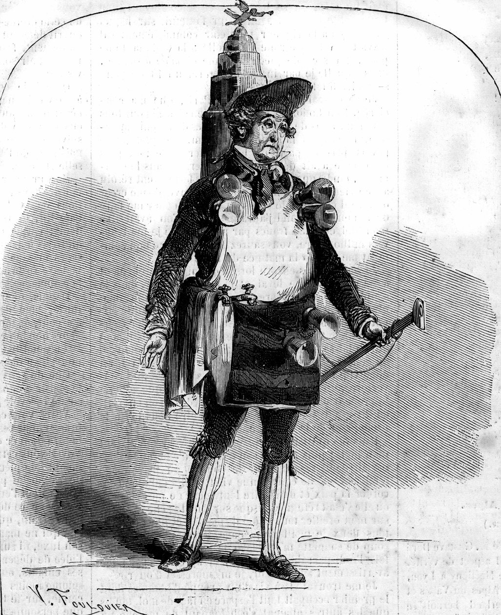 Retrato de Frederick Lemaitre (1800-1876), comediante francês em "Le Marchand de coco" de Adolphe d