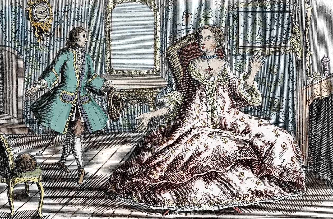 Retrato da criminosa francesa Marie Catherine Taperet Lescombat e do seu amante Henri Mongeot (gravura) de French School