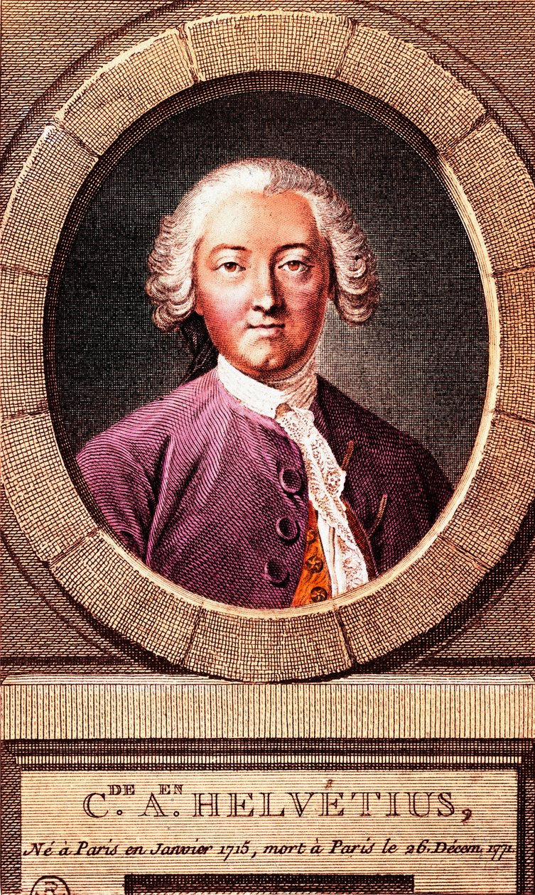 Retrato do filósofo francês Claude Adrien Helvetius (1715-1771), gravura. 1772. de French School