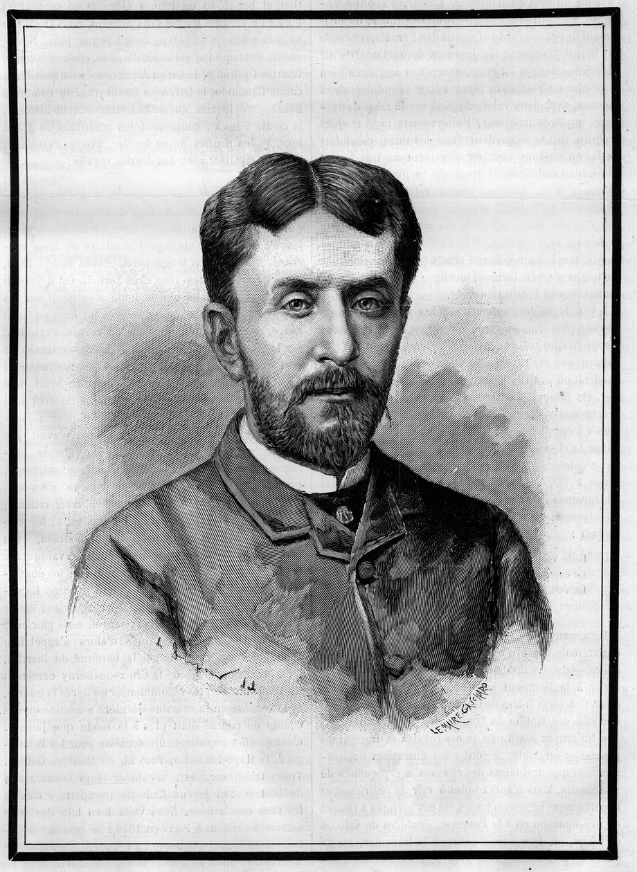 Retrato de Gabriel Charmes (1850-1886), jornalista francês. Gravura em "Le Monde Illustré", 8 de Maio de 1886. de French School