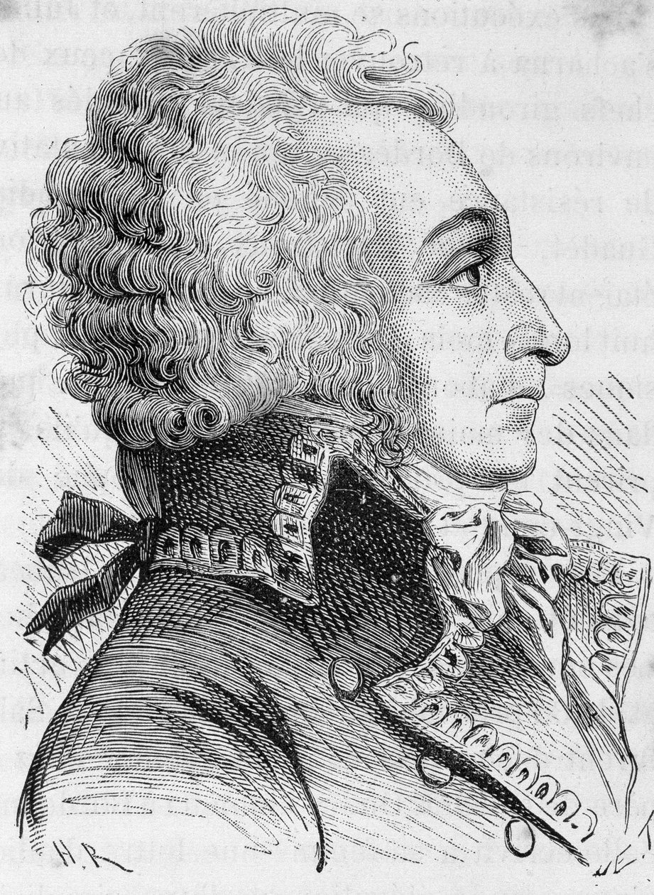 Retrato do General Alexandre Visconde de Beauharnais (1760-1794), acusado de ter defendido mal Mainz em 1793, ele era guilhotina - em "L