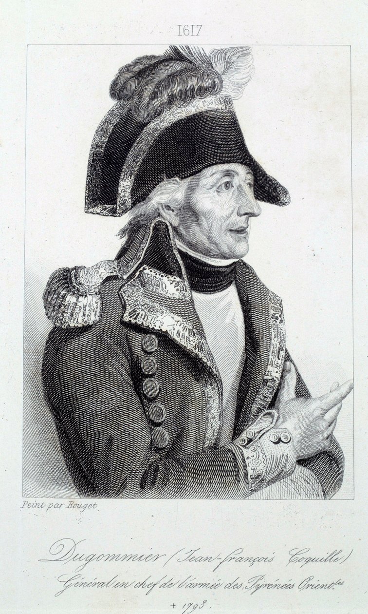 Retrato do General Dugommier (1738-1794) comandante da Guarda Nacional da Martinica em 1790 Gravura do século XIX Chartres musee des Beaux Arts de French School