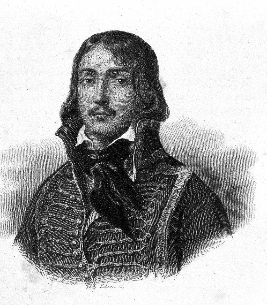 Retrato do General François Severin Marceau Desgraviers, dit François (1769 - 1796) - em "Revolução Francesa" de Thiers. Século XIX de French School