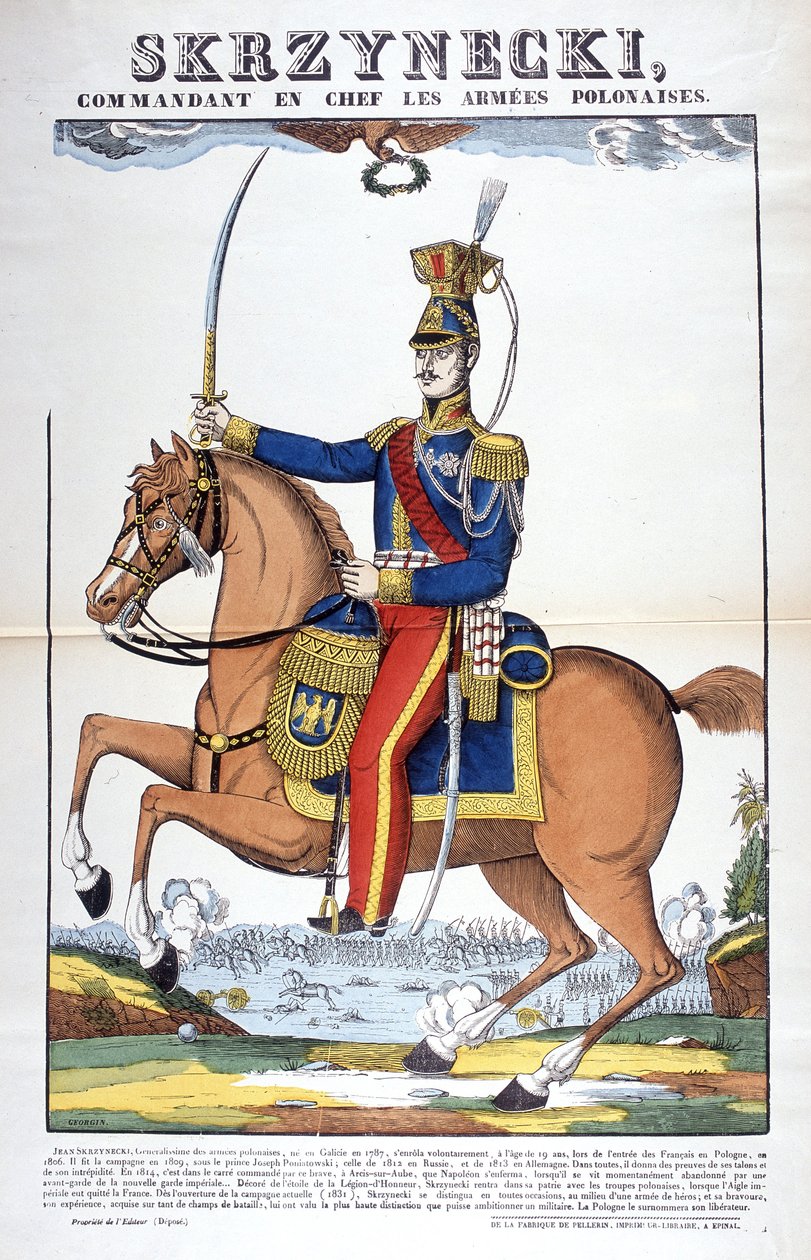 Retrato do General Jean Skrznecki, comandante-chefe do exército polaco, alistou-se nas tropas napoleónicas. Retrato de Epinal de French School