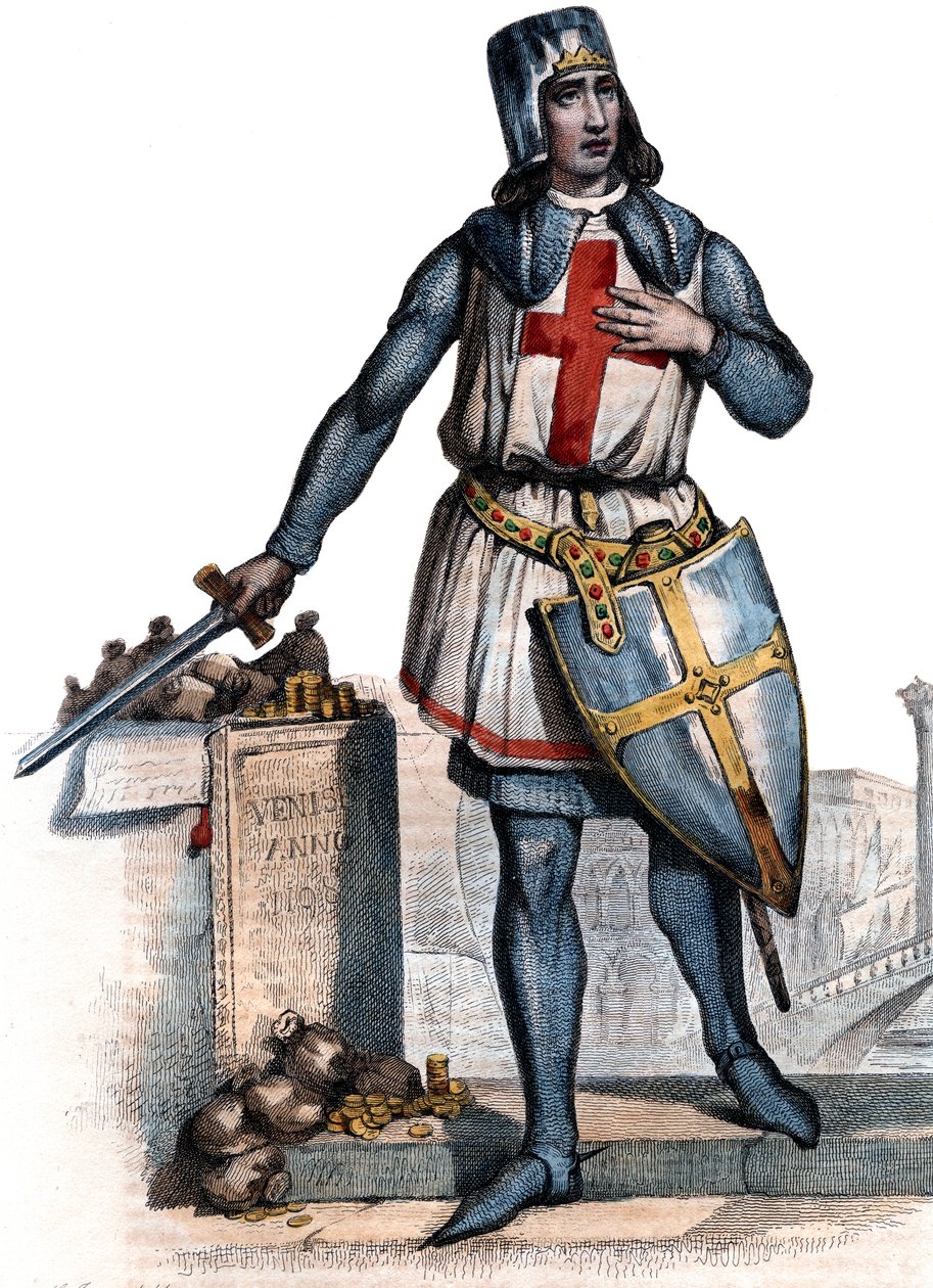 Retrato de Geoffrey de Villehardouin (1150-1228), historiador francês e cavaleiro. de French School