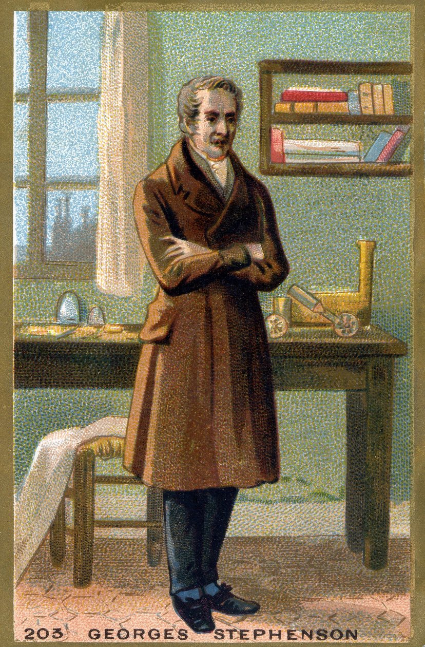 Retrato de George Stephenson (1781-1848). Cromolitografia do final do século XIX. de French School
