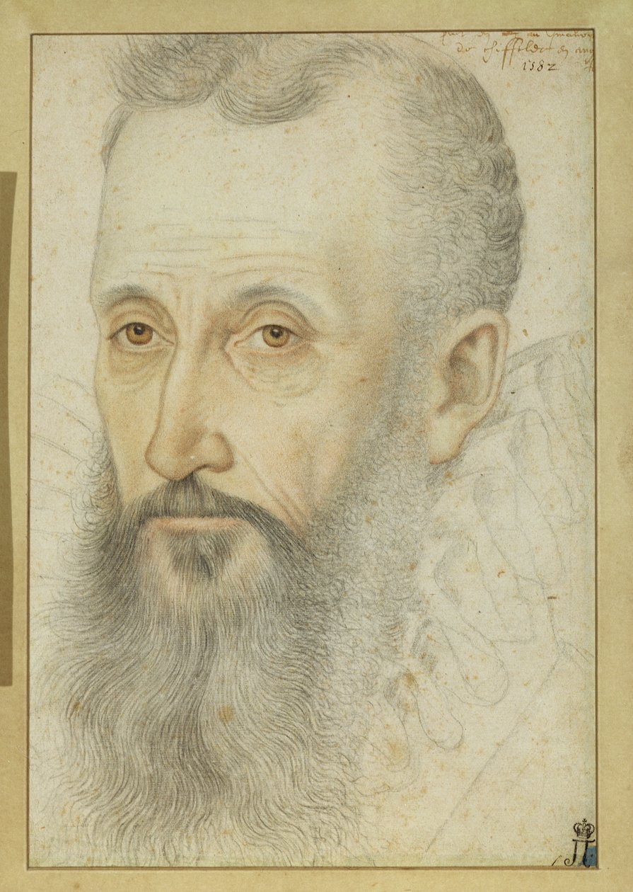 Retrato de George Talbot, 6º Conde de Shrewsbury (1528-90) (giz no papel) de French School