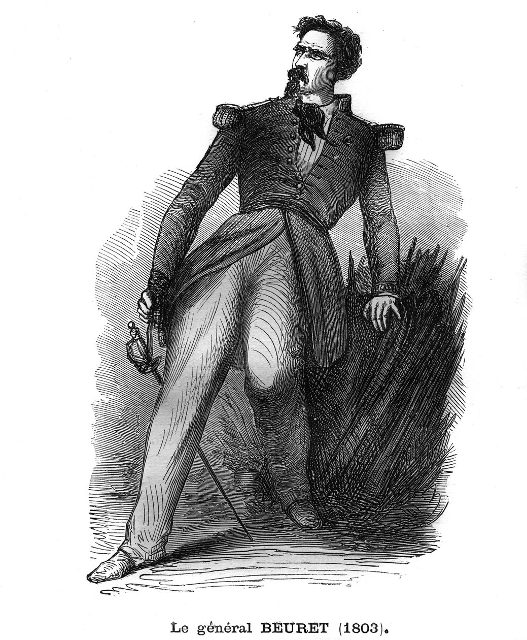 Retrato de Georges Beuret, Brigadeiro-General francês (1803-1859), oficial da Legião de Honra. Gravura em "Les Illustrations De L