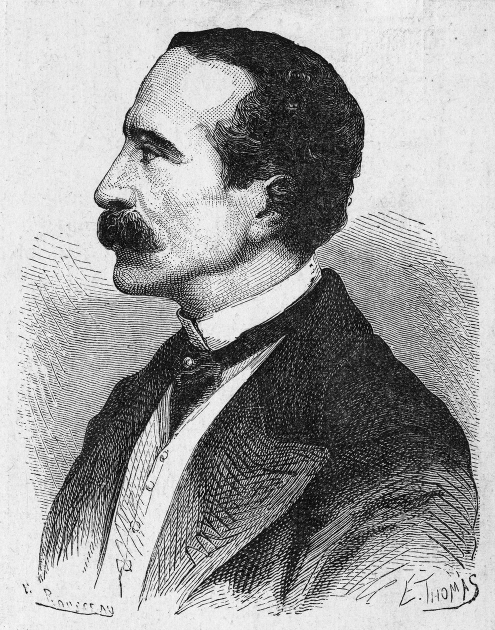 Retrato de Georges Bonelli, o inventor do telégrafo tipográfico - em “” Álbum da Ciência; estudiosos ilustres; Grandes descobertas ”” ”1896. de French School