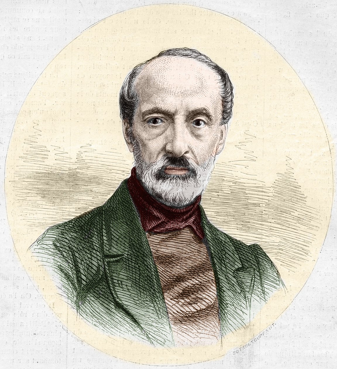 Retrato de Giuseppe Mazzini (1805-1872), político italiano e nacionalista. Gravura em "Le Monde Illustré" n°779 de 16 de Março de 1872. de French School