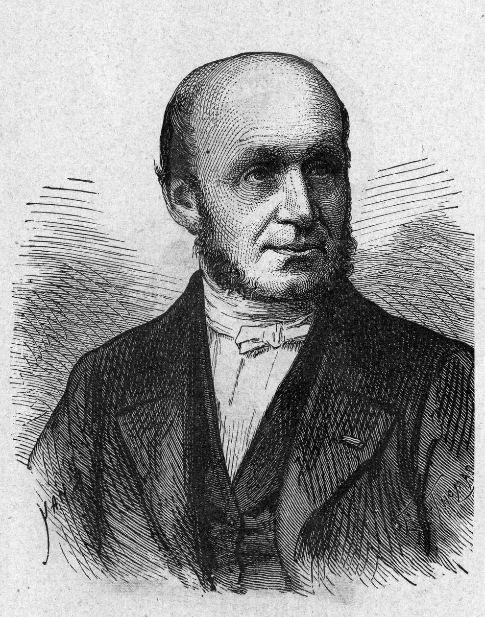 Retrato de Guillaume Benjamin Duchenne de Boulogne (1806 - 1875), médico francês - no "Album de la Science; cientistas ilustres; Grandes descobertas" 1896. de French School