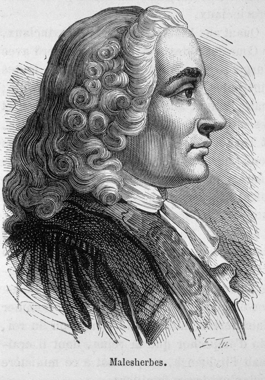 Retrato de Guillaume Chretien (Guillaume-Chretien) de Lamoignon de Malesherbes (1721-1794), político francês - in "A História da França" de Henri Martin de French School
