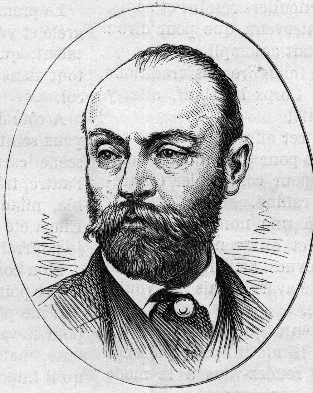 Retrato de Gustave Rodolphe Clarence Boulanger (1824-1888), pintor francês. Gravura em "Le Monde Illustré" n°890 de 2 de Maio de 1874. de French School