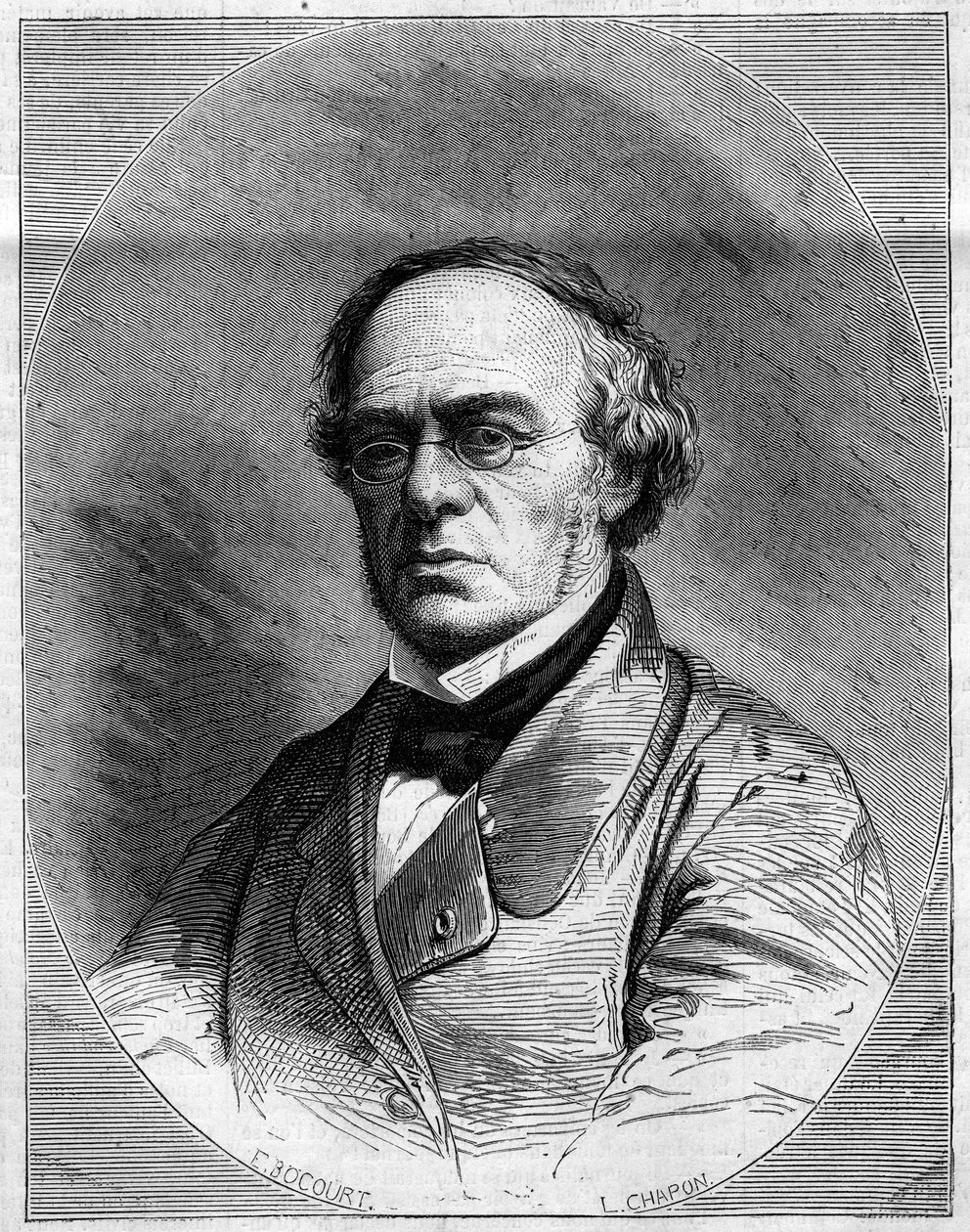 Retrato de Halevy (Jacques Fromental Levy, dit) (1799-1862), compositor francês. Gravura em "Le Monde Illustré" n°259 de 29 de março de French School