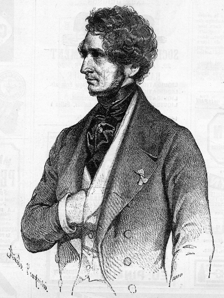 Retrato de Hector Berlioz (1803-1869) por volta de 1847 a partir de uma litografia de Amedee Charpentier. de French School
