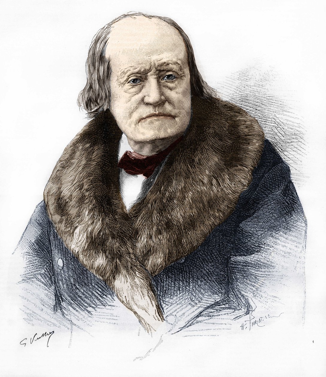 Retrato de Henri (Henry) Milne Edwards (Milne-Edwards). Naturalista francês 1800-1885. Gravura em "le monde illustrious" de 1885. de French School