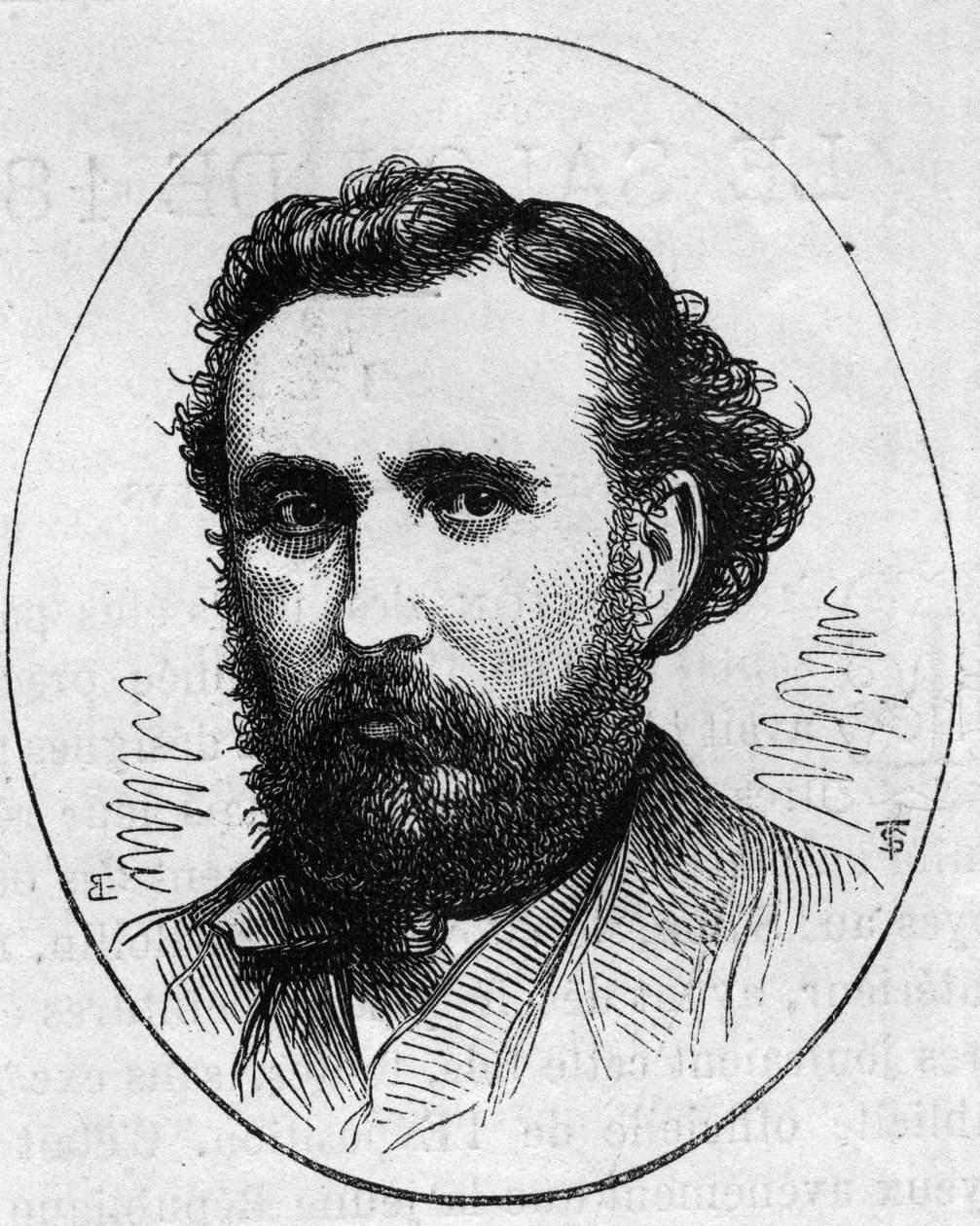 Retrato de Henri Chapu (1833-1891), escultor francês. Gravura em "Le Monde Illustré" n°890 de 2 de Maio de 1874. de French School