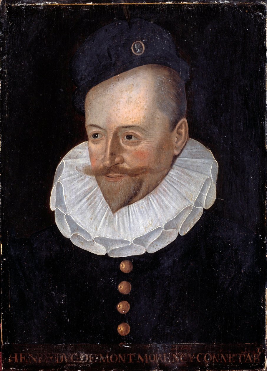 Retrato de Henri I Duque de Montmorency, Connetable of France (1534-1614) Pintura da Escola Francesa do século XVI. Dim. 0,31 x 0,22 m. Versalhes, Castelos de Versalhes e Trianon de French School