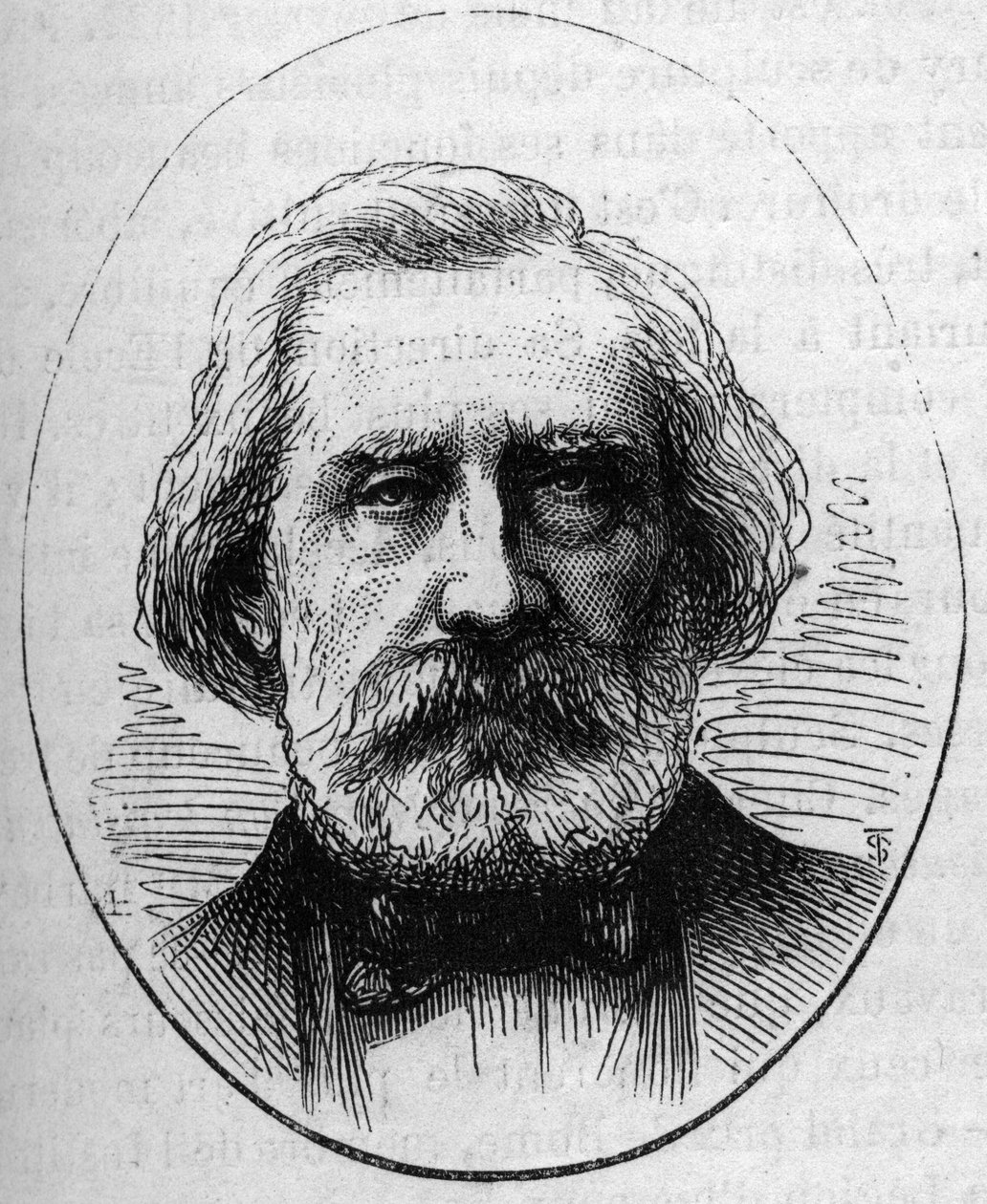 Retrato de Henri Labrouste (1801-1875), arquiteto francês. Gravura em "Le Monde Illustré" n°890 de 2 de Maio de 1874. de French School