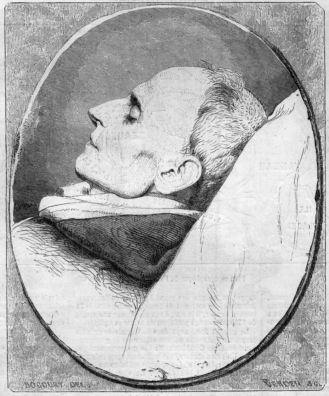 Retrato de Henri Lacordaire (1802-1861). Sacerdote francês e dominicano, no seu leito de morte. Gravura em "Le Monde Illustré" n°243 de 7 de dezembro de 1861. de French School