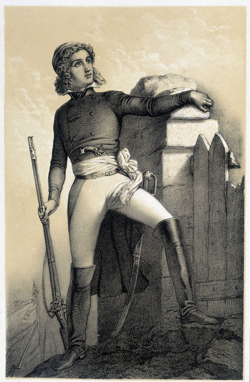 Retrato de Henri du Vergier, Conde de La Rochejaquelein (ou Verger de La Rochejacquelein) (1772-1794) - in "Galerie historique de la Revolution francaise" de Albert Maurin de French School