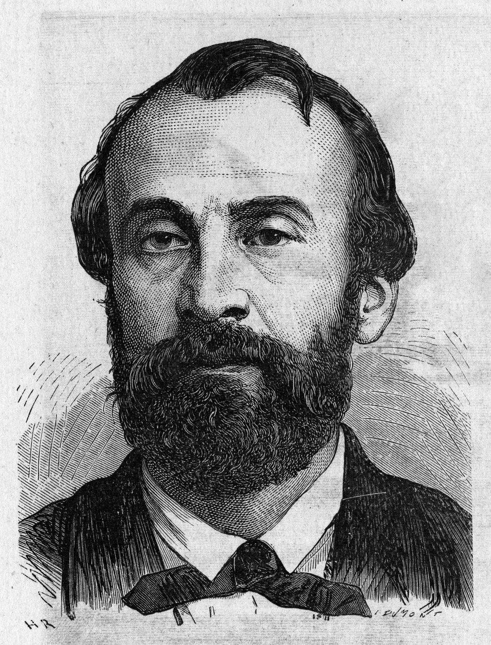 Retrato de Henry Giffard (1825 - 1882), engenheiro francês - em "Álbum de Ciências; cientistas ilustres; Grandes Descobertas" 1896. de French School
