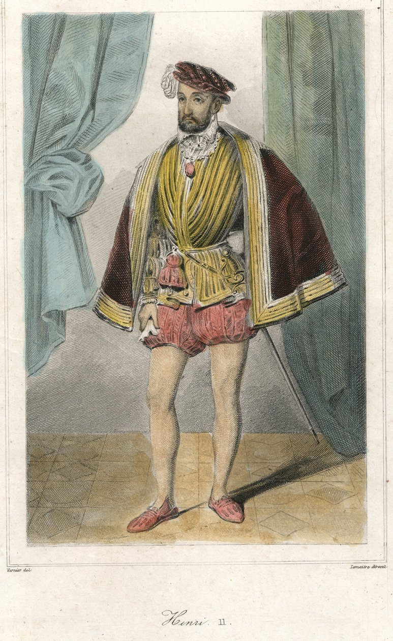 Retrato de Henrique II (1519 - 1559) com uma espada. de French School