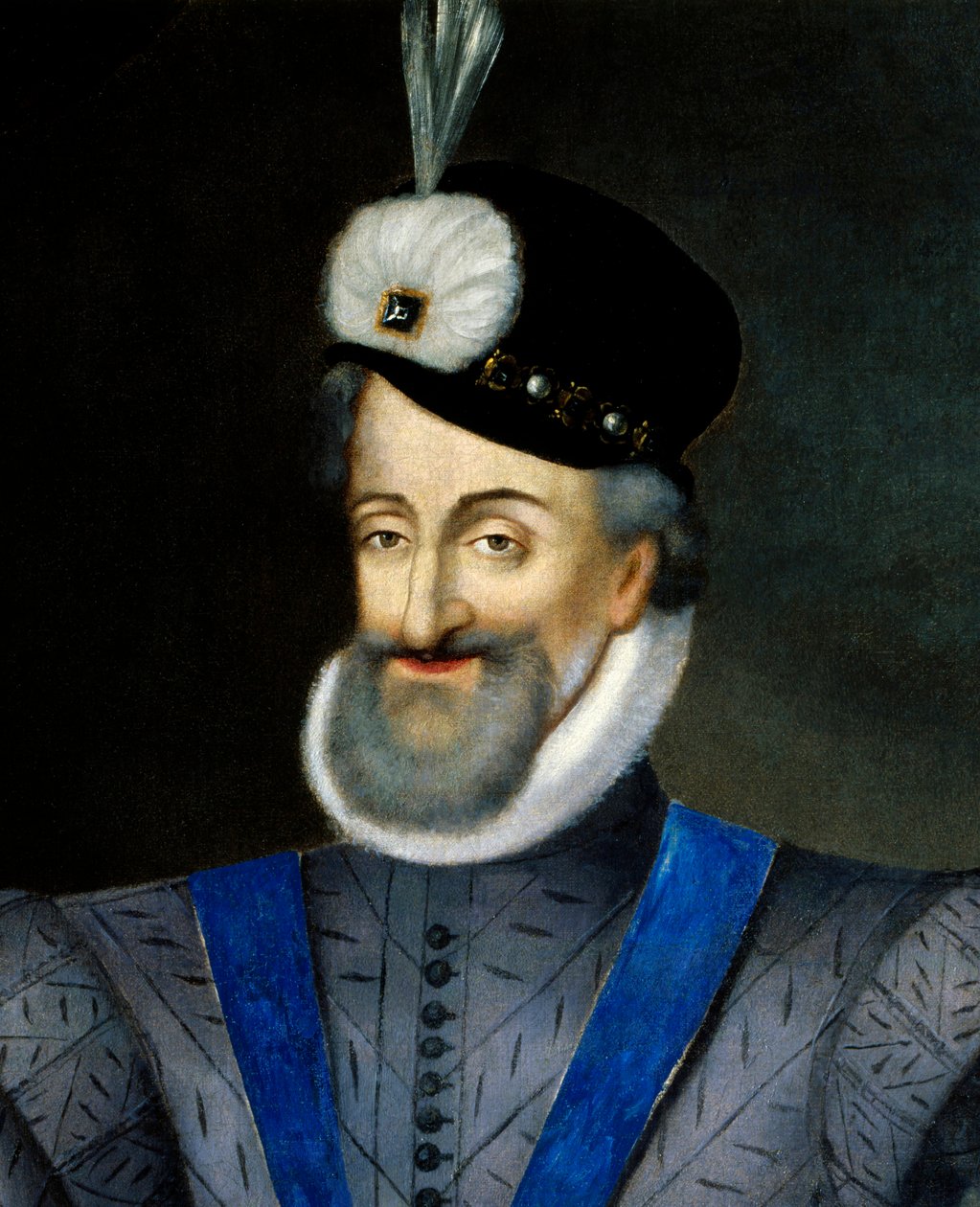 Retrato de Henrique IV (1553-1610) Rei de França. Detalhe. Pintura francesa anónima do século XVII. Óleo sobre tela. Dim: 0,95x1,13m. Menção obrigatória: Sully sur Loire, Chateau de Sully de French School