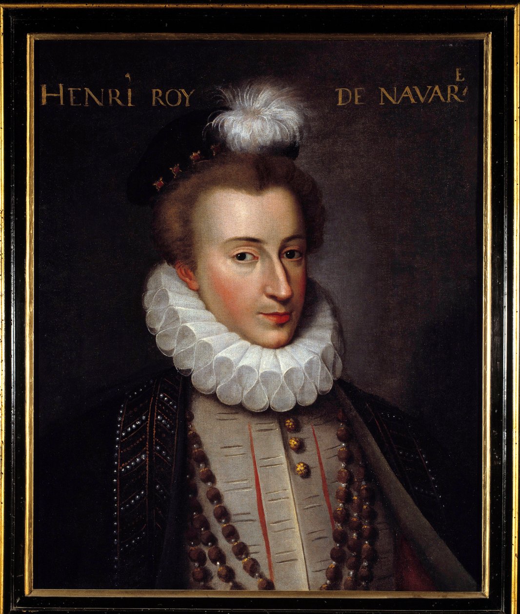 Retrato de Henrique IV (1553-1610) Pintura do Rei da França Pintura da Escola Francesa. Sol do século XVI. 0,51x0,61m. Pau, museu do castelo. de French School