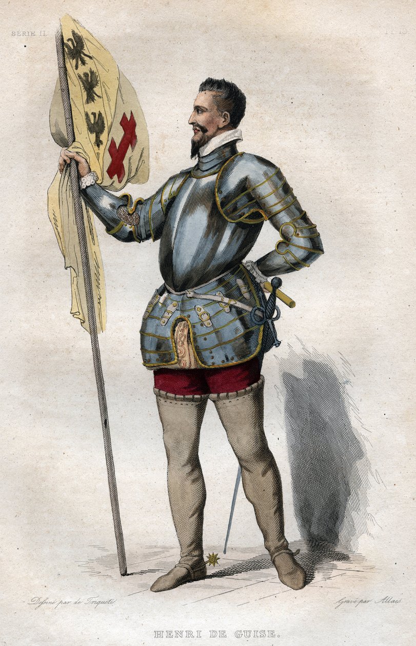 Retrato de Henrique I, Duque de Guise (1550-1588) chamado "a cicatriz", ilustração de "Le Plutarque Français" de Edmond Mennechet de French School