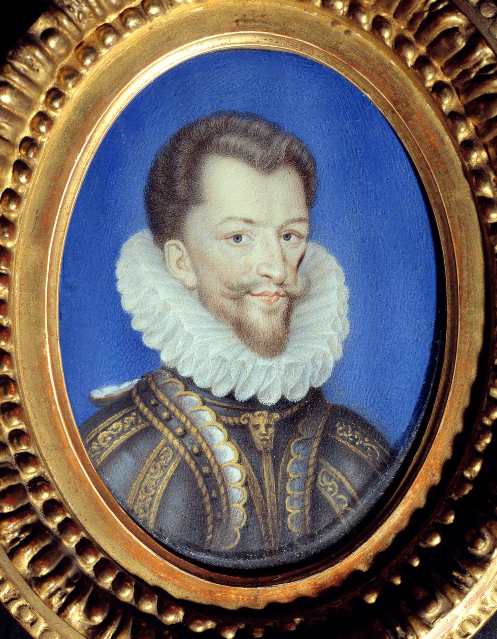 Retrato de Henrique I de Lorena, Duque de Guise dit le Balafre (1550-1588) Gouache anónima sobre velino. Século XVI Chantilly, Musee Conde de French School
