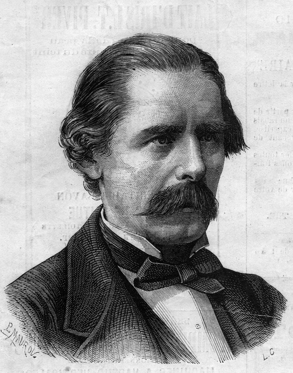 Retrato de Henry Thompson (1820-1904), médico inglês, cirurgião de Napoleão III. Gravura em "Le Monde Illustré" n°825 de 1 de Fevereiro de 1873. de French School