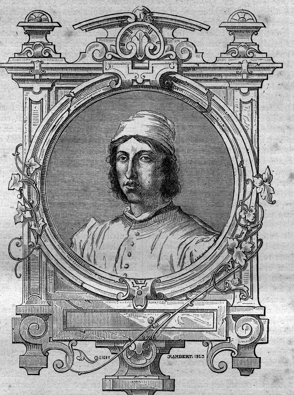 Retrato de Herimar, abadia de Saint Denis de Reims (falecido em 1070). Gravura em "Histoire des papes-kings-queens-et-empereurs a travessa les centuries" de Maurice Lachatre de French School