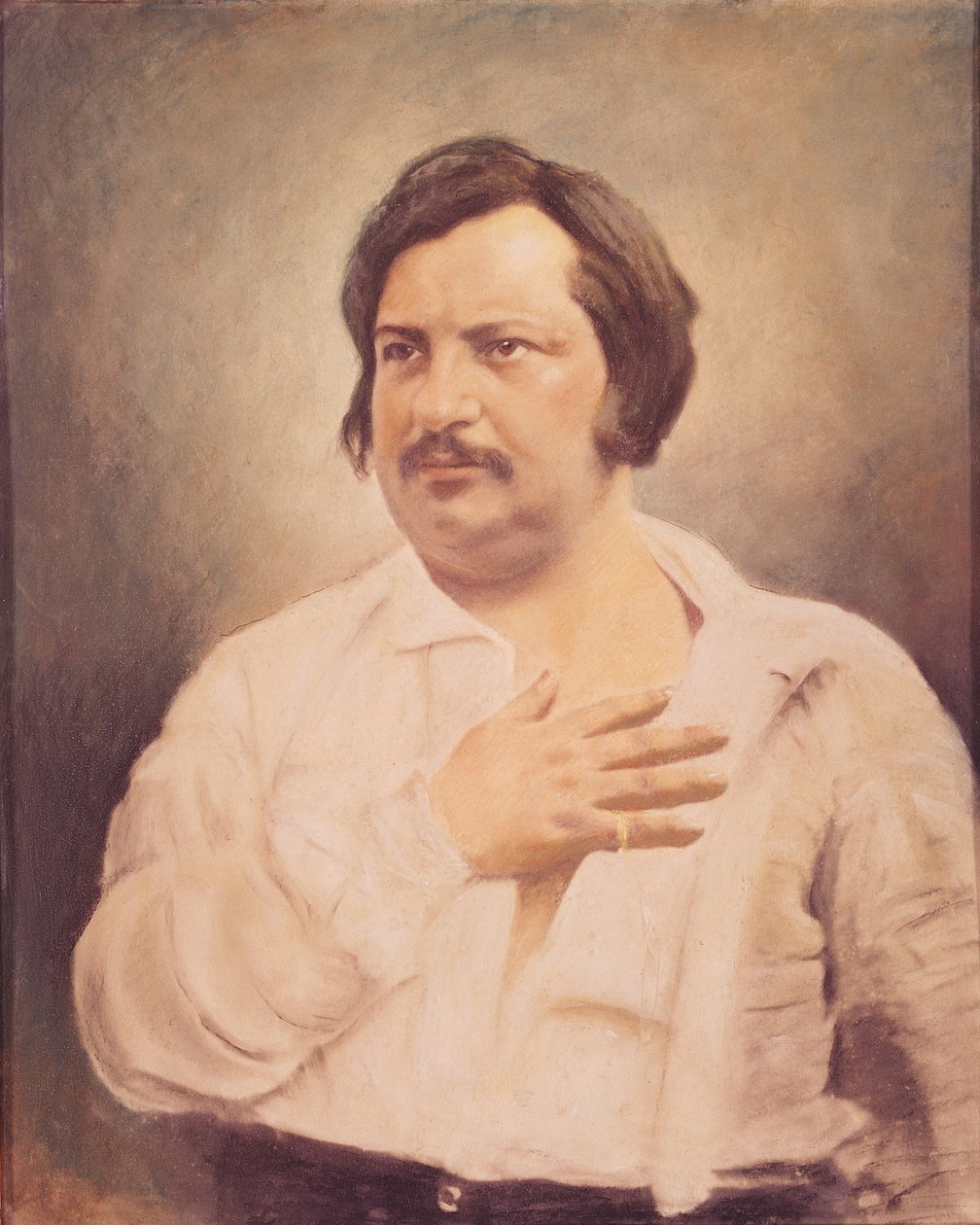 Retrato de Honore de Balzac (1799-1850) depois de um daguerreótipo de French School