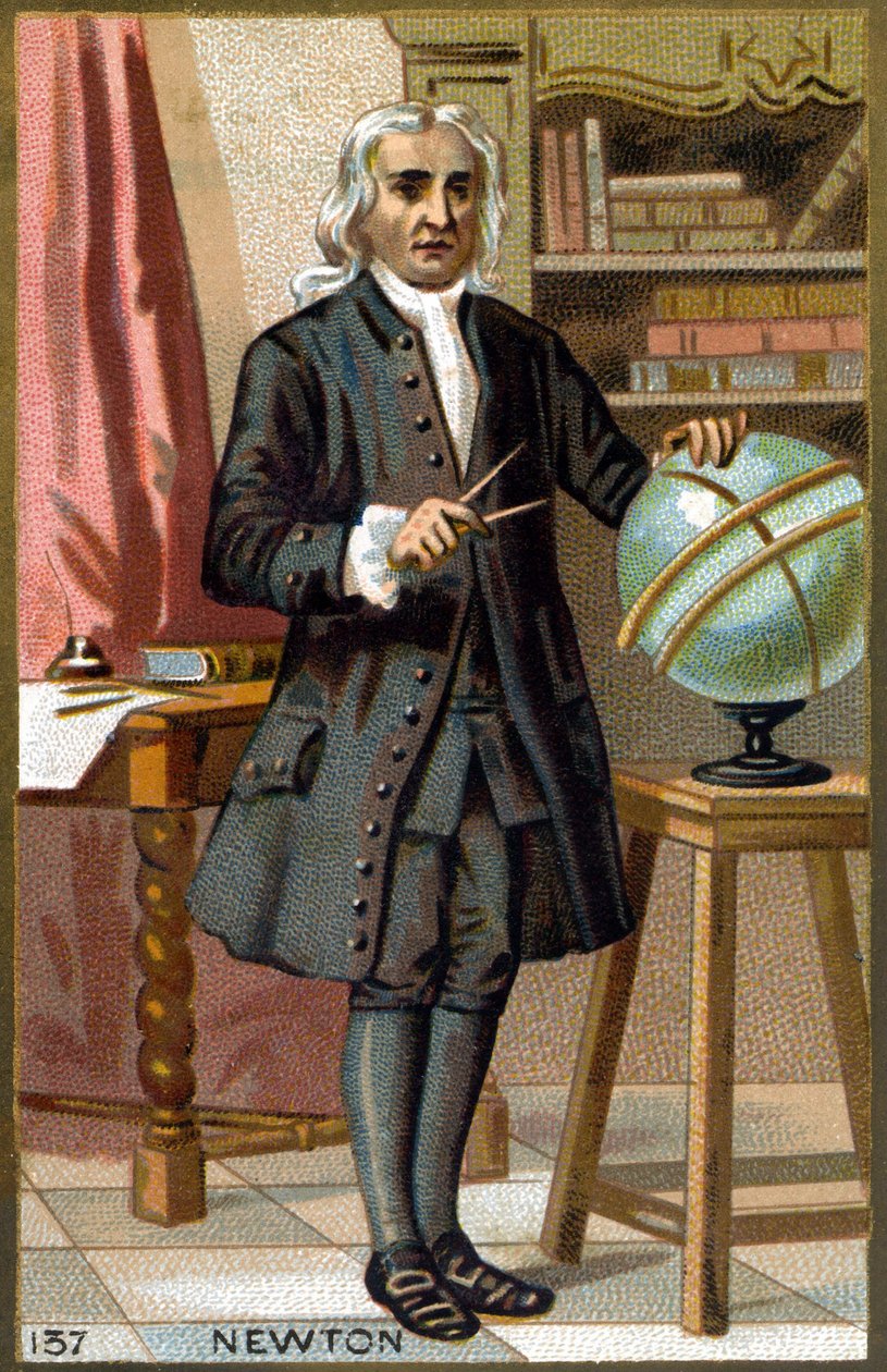 Retrato de Isaac Newton (1642-1727). Cromolitografia do final do século XIX. de French School