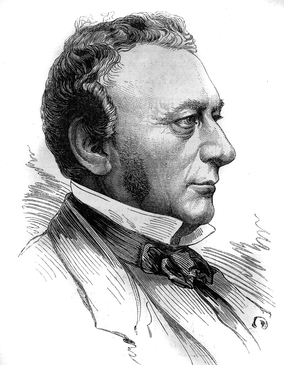 Retrato de Isaac Pereire (1800 - 1875), fundador da Societe de Credit mobilier e da companhia generale transatlântica. Gravura em "Le Monde Illustré" n°1218 de 31 de Julho de 1880. de French School