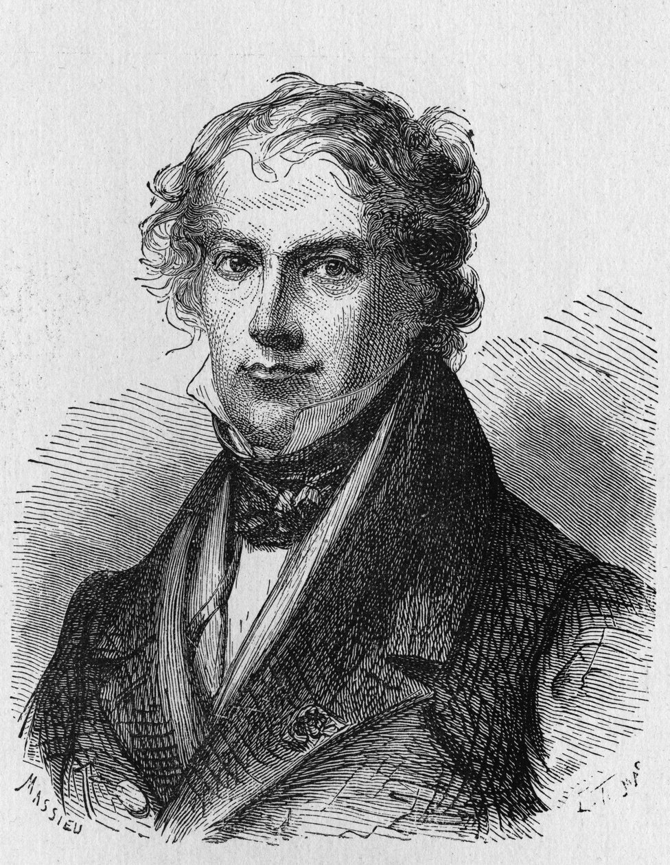 Retrato de J. B. Biot (1774 - 1862), físico francês - em "Album de la Science; cientistas ilustres; Grandes descobertas" 1896. de French School